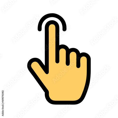 Illustration of a hand with index finger extended as if tapping or selecting something on a screen device