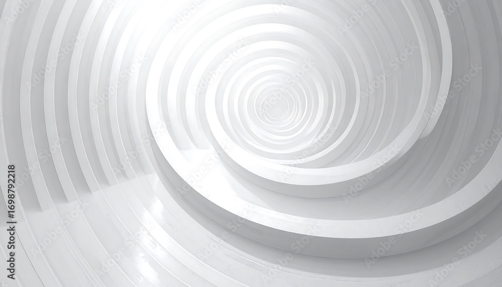 Fototapeta premium Abstract spiral tunnel of white concentric circles
