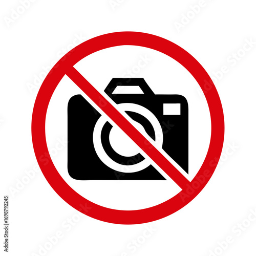 Illustration of a camera with a red circle and diagonal line indicating photography is prohibited here