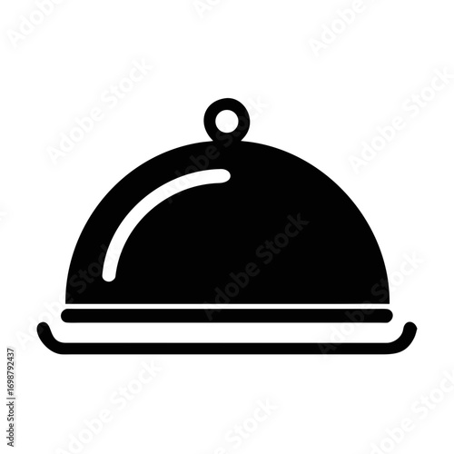 Illustration of a black food dome cover with a handle on top isolated on a white background design