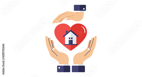 hands protect heart with small house inside symbolizing care