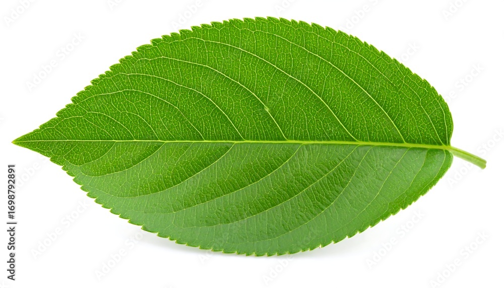 Obraz premium Close-up green leaf on white