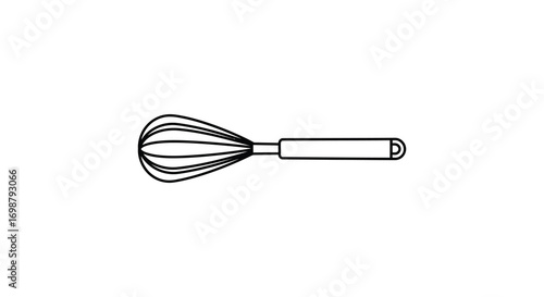a simple black line drawing of a kitchen whisk