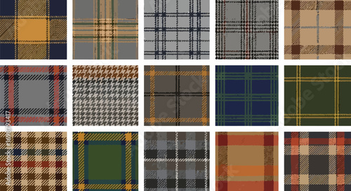 Collection of Plaid and Tartan Fabric Patterns.
