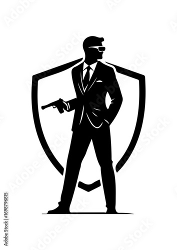 Secret Agent Silhouette with Shield