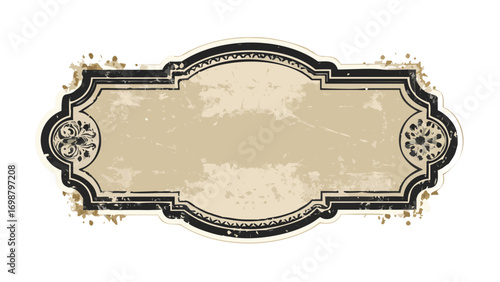 Vintage label with decorative floral elements and grunge texture for product branding and design use