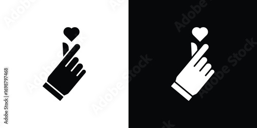 korean heart icon. flat and line style collection.