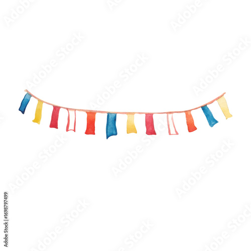 Принти на полотні Watercolor illustration of a colorful flags
