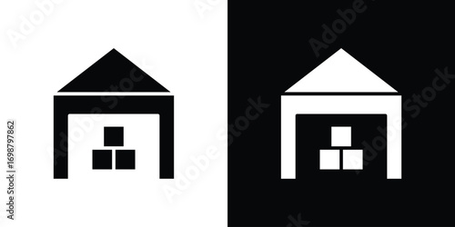 Warehouse icon. flat and line style collection.
