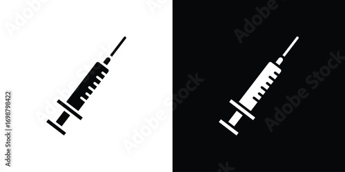 Syringe injection icon. flat and line style collection.