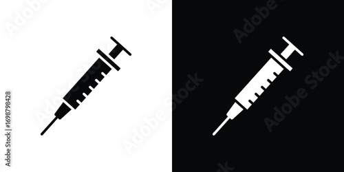 Syringe icon. flat and line style collection.