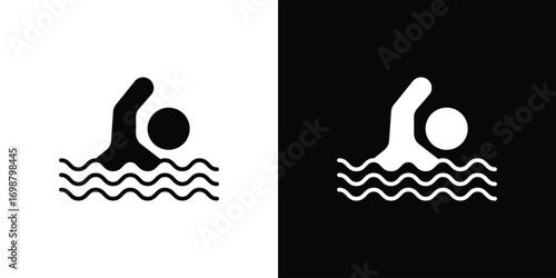Swimming icon. flat and line style collection.
