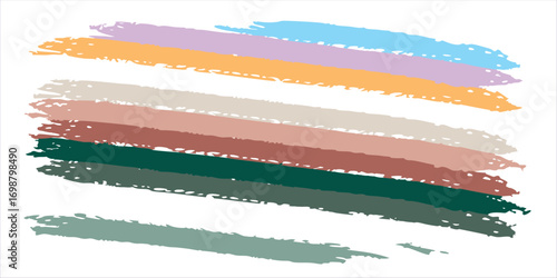 Torn paper banner with a set of  colorful abstract watercolor brush strokes and grunge texture isolated on transparent background.