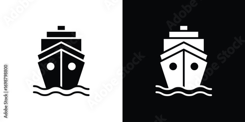 Ship icon. flat and line style collection.