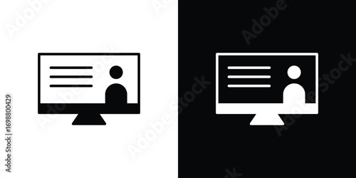 Online course icon. flat and line style collection.