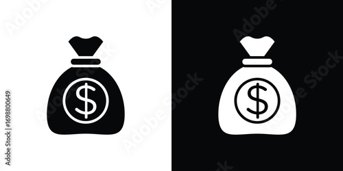 Money bag icon. flat and line style collection.