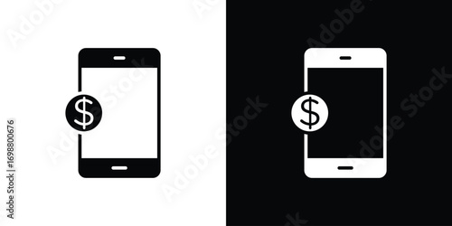 Mobile banking icon. flat and line style collection.