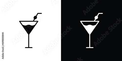Martini glass icon. flat and line style collection.