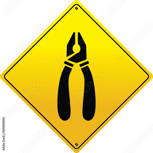 Woodworker Pliers Tool Silhouette Icon Craft Equipment Sign Vector 