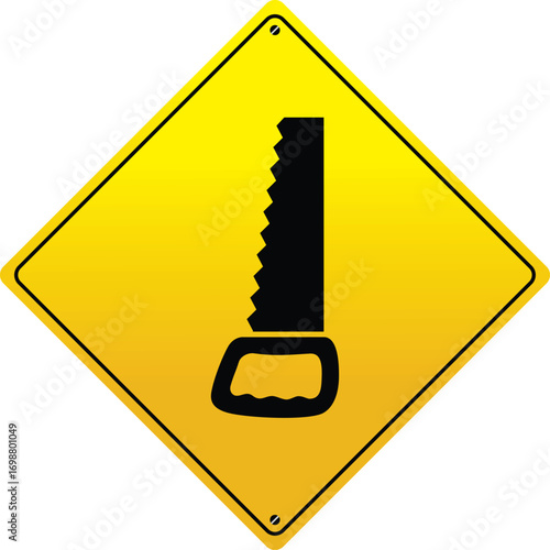 Classic Joinery Saw Icon DIY Carpenter Workshop Tool Sign Vector 
