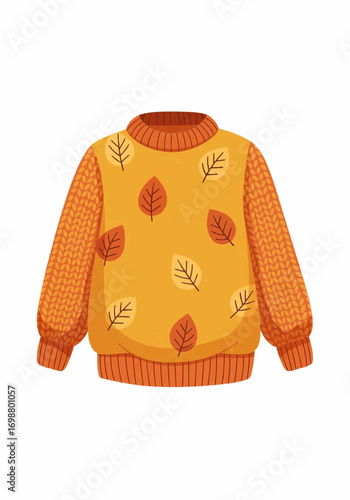Autumn Vector Sweater With Leaf Patterns Cozy Fall Apparel For Men Women