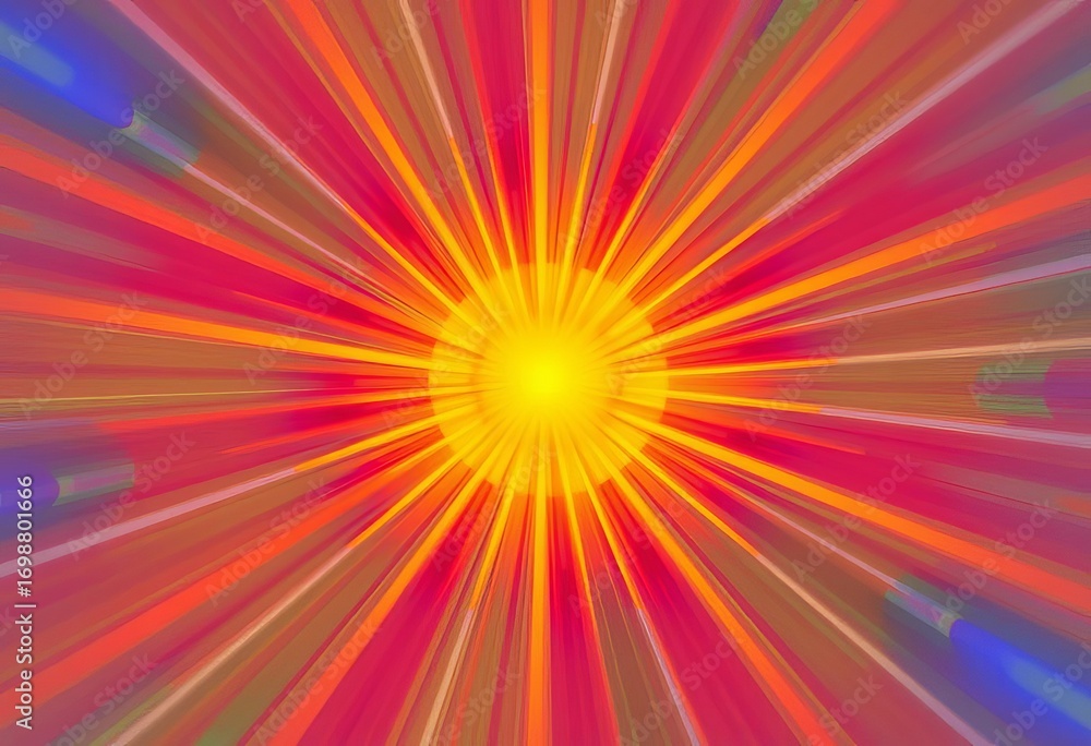 Obraz premium Abstract sunburst radiating from center, vibrant color gradients , movement, purple