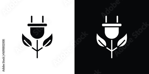 Green energy icon. flat and line style collection.