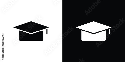 Graduation cap icon. flat and line style collection.