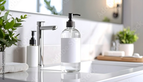 Elegant transparent bottle mockup branding template with clean design high resolution Mockup Image 2