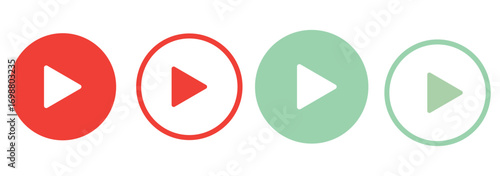 Play button icon set. Start audio or video action symbol. Vector illustration. play button icon