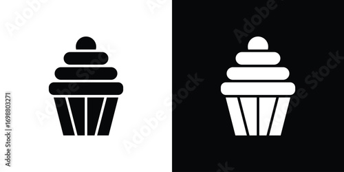 Cupcake icon. flat and line style collection.