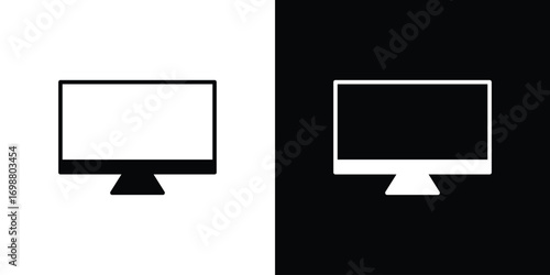 Computer icon. flat and line style collection.