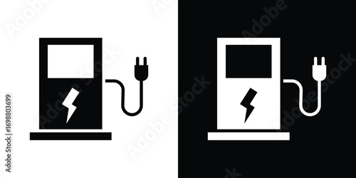 Charging station icon. flat and line style collection.