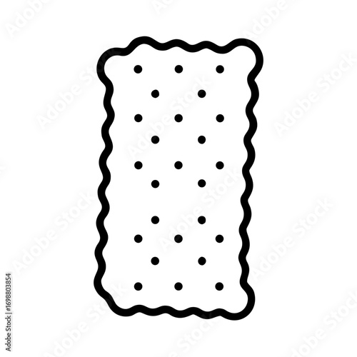 A simple black and white cracker illustration with a distinctive wavy edge