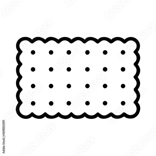 Illustration of a Cracker with a Wavy Edge and Hole Pattern