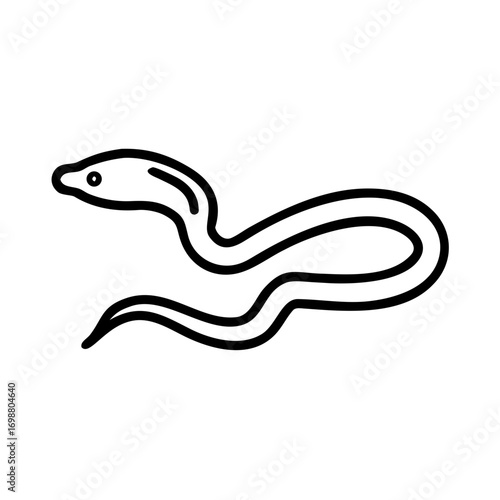 Black and white drawing of a coiled snake with clear outline