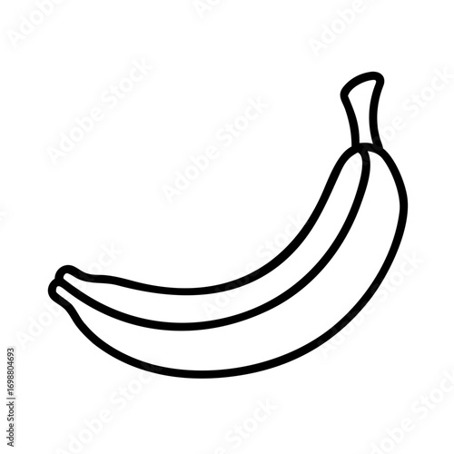 Simple Line Drawing of a Ripe Banana Fruit Isolated on White