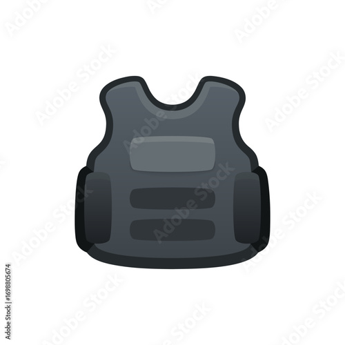 Isolated flat 3d bulletproof icon for game, interface, sticker, app. The sign in a cartoon style for match 3, arcade, rpg. The armor sprite for craft element in hyper casual mobile game.