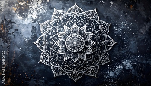 Spiritual mandala chalk drawing for meditation and balance high resolution mockup Image
