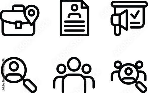 Exploring Job Opportunities and Recruitment Resources A Comprehensive Icon Set Representing Career Growth and Human Resources Management For Business Professionals and Candidates Alike