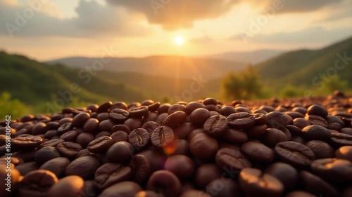 Wallpaper Mural A pile of coffee beans sitting on a green field Torontodigital.ca
