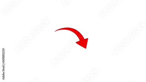 Red arrow direction animation on white background showing movement navigation guide concept symbol pointer graphic design icon for business and presentation.