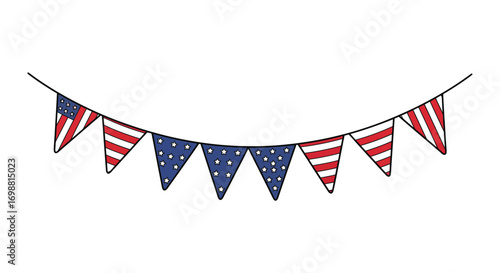patriotic bunting flags hanging in festive american theme