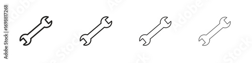 Wrench icon outline vector for web ui. Editable stroke.