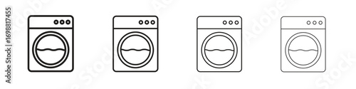 Washing machine icon outline vector for web ui. Editable stroke.