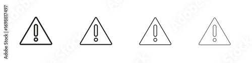 Warning triangle icon outline vector for web ui. Editable stroke.