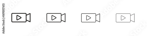 Video camera icon outline vector for web ui. Editable stroke.