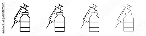 Vaccine vial icon outline vector for web ui. Editable stroke.