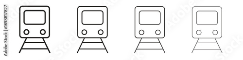 Train icon outline vector for web ui. Editable stroke.