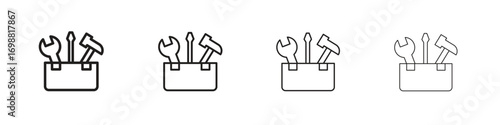 Toolbox icon outline vector for web ui. Editable stroke.